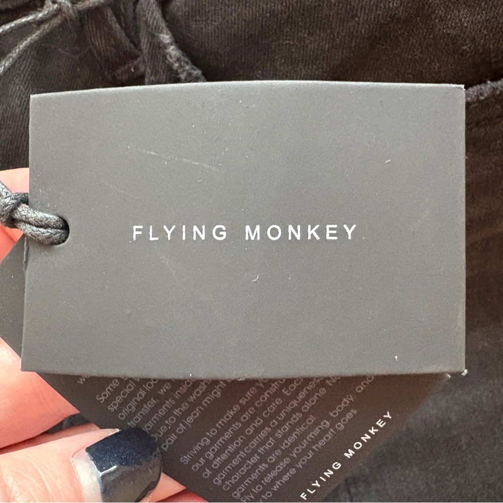 Flying Monkey Black High Rise Split‎ Flare Stretch Long Jean Womens 24 Tall NWT - Picture 7 of 12